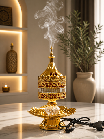 Luxury Crystal Golden Electric Bakhoor Dan Arabic Oud Burner