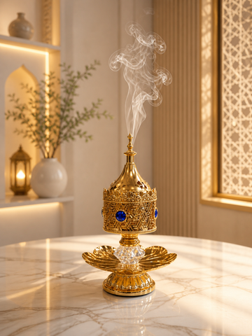Royal Blue Crystal Electric Bakhoor Dan Luxury Arabic Oud Burner