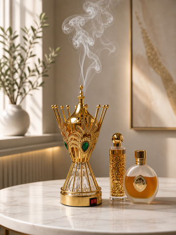Luxury Crown Style Electric Bakhoor Dan Golden Arabic Incense Burner
